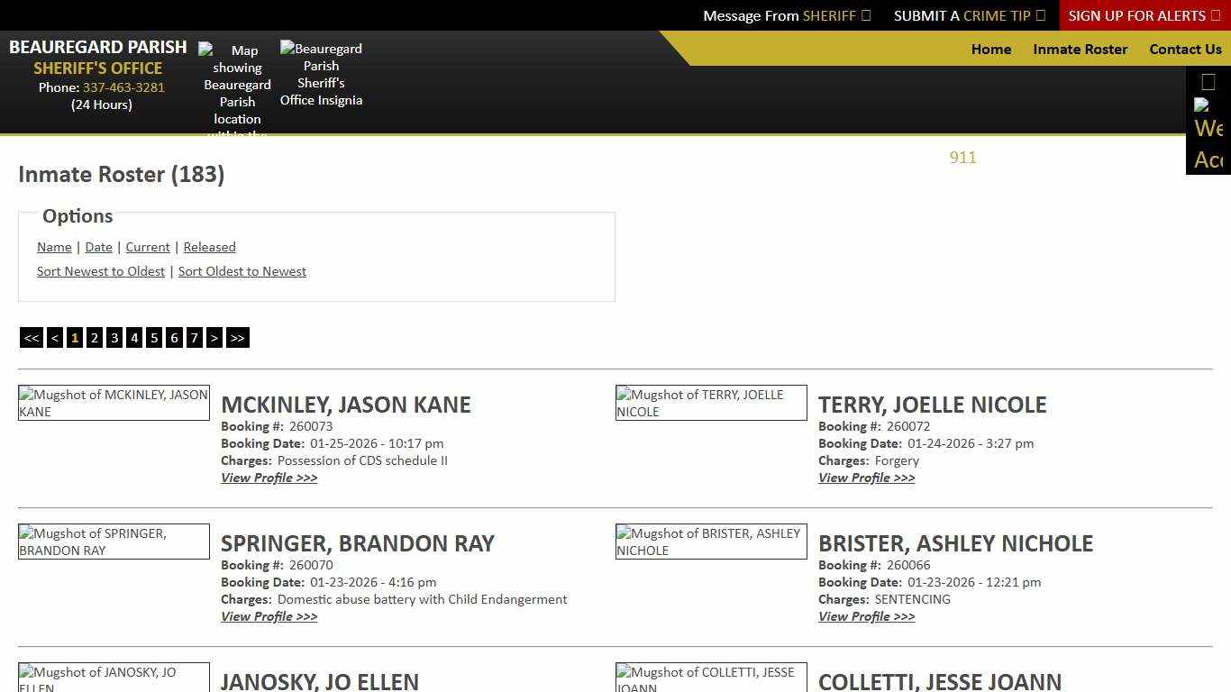 Inmate Roster - Current Inmates Booking Date Descending - Beauregard Parish Sheriff's Office